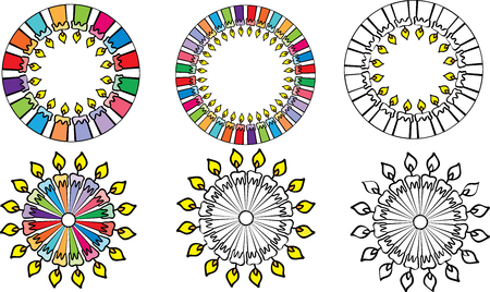 Candle border set on white background.のイラスト素材