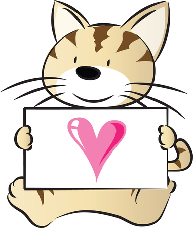Cat hold a card with loveのイラスト素材