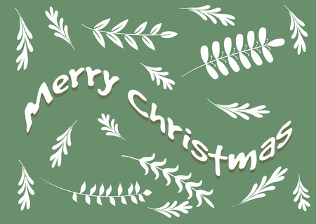 Christmas greeting card with leaves design on green background.のイラスト素材