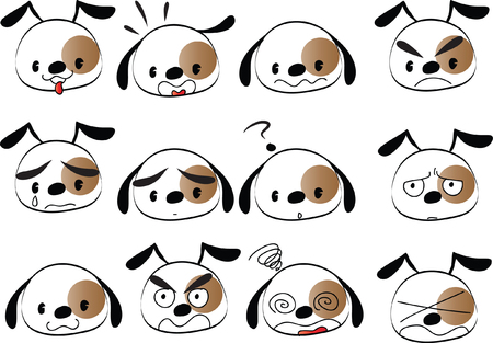 Dog with different Expressions package on white backgroundのイラスト素材