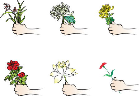 Hand with flowerのイラスト素材