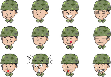 Set of army men  expressionsのイラスト素材
