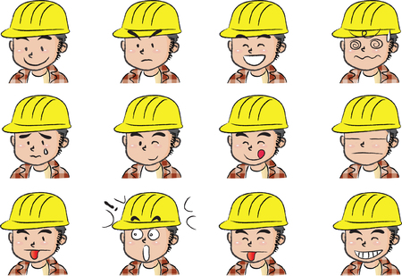 Set of worker expressions.のイラスト素材
