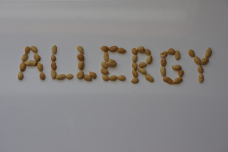 The word ALLERGY made up of peanuts.の写真素材