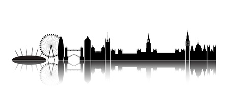 Isolated silhouette of the city of London, together with reflection on the horizon      のイラスト素材