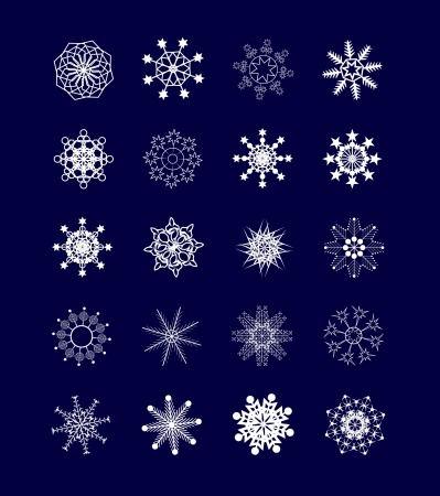 Set of geometric snowflakes on a blue background   のイラスト素材