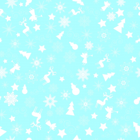Snowflakes, Christmas decorations on blue background   のイラスト素材