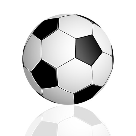 Soccer ball with reflection on white backgroundのイラスト素材