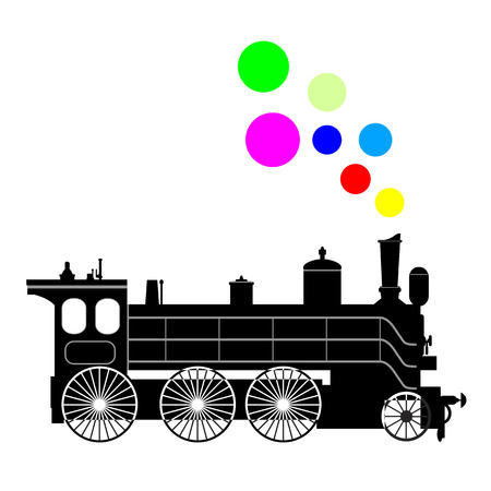 Silhouette black steam locomotive on a white background.のイラスト素材