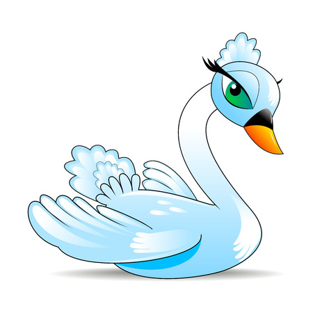 Bird swan. Cartoon swan on a white background.のイラスト素材