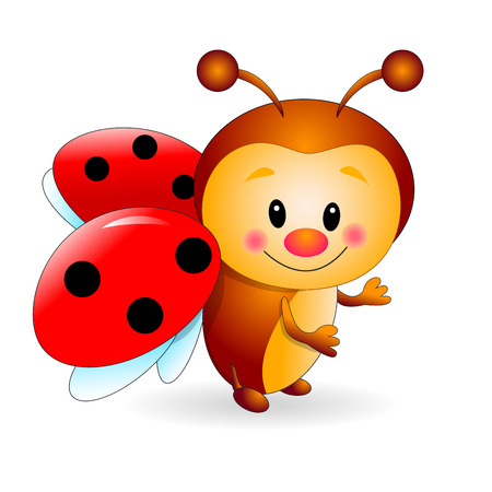 Ladybird  cartoon  on a white background. Cartoon insect red.のイラスト素材