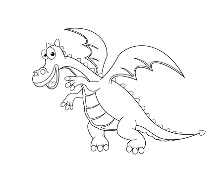 Dragon outline in black on a white background.のイラスト素材