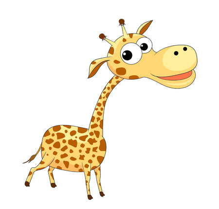 A small cartoon giraffe on a white background.のイラスト素材