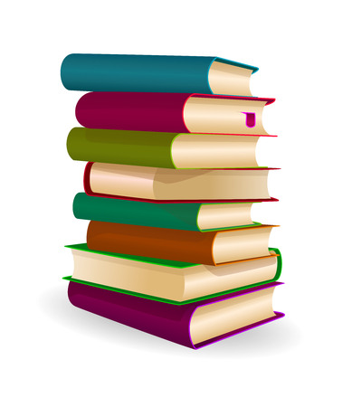 Books stacked one on top of another. A stack of books on a white background.のイラスト素材