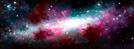 The birth of the galaxy. Shining stars. Star nebula. Cluster of stars. The night starry sky. Space...
