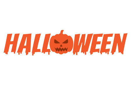 Melted Halloween word with pumpkin, Vector Illustrationのイラスト素材