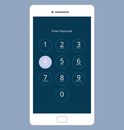 Smartphone Numeric Passcode Lock Screen, Touching on button FOURのイラスト素材