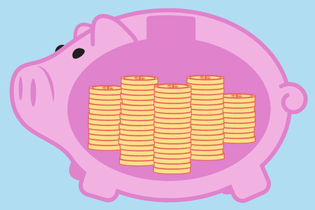 Money in piggy bank.Vector illustration. Money saving conceptのイラスト素材