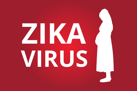 Zika Virus text with pregnant women vector illustrationのイラスト素材