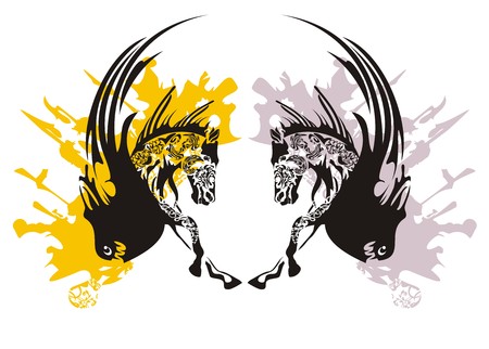 Horse fish with wings and splashesのイラスト素材