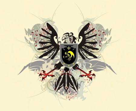 Heraldic eagle with a shield and splashesのイラスト素材