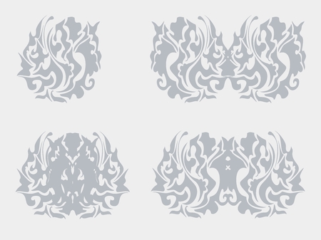 Butterfly, flower and a leaf in uniform styleのイラスト素材