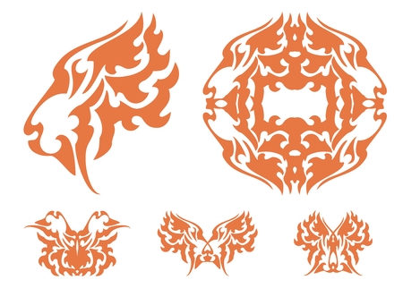 Flaming tiger symbolsのイラスト素材