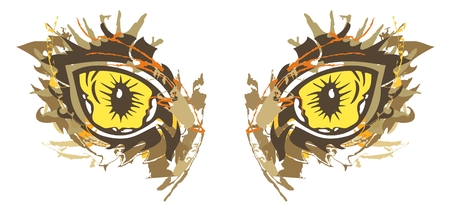 Grunge cat eyes. Details of yellow tribal cat's eyesのイラスト素材