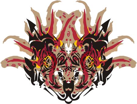 Carnival ornate cat or tiger mask. Unusual ornate mask isolated on white background for holidays, prints, textiles, posters, etc.のイラスト素材