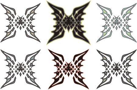 Unusual butterfly wings on a white backdrop. Colored overflows in the wings of butterflies can be used for your ideas, prints, tattoos, textiles, etc.のイラスト素材