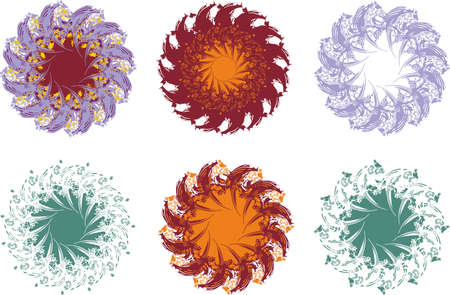 Colored ornamental frames or flowers on white for holidays and events. Beautiful detailed frames or flowers for backgrounds and textures, wallpaper, prints, textiles, rosette, etc.のイラスト素材