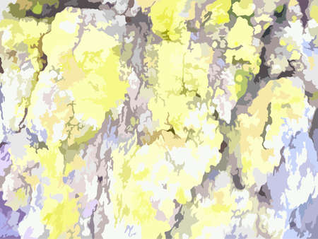 Daylight colored tree background with moss for camouflage. Grunge rotten wood with moss in yellow-green tones for background and texture, prints and fabric products, creative autumn compositions, etc.のイラスト素材