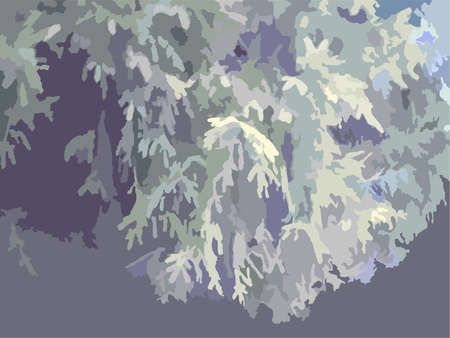 Winter spruce motif in cold tones for backgrounds and textures. Hanging branches of spruce for camouflage uniforms, wallpaper and posters, prints, textiles, covers, fabric products, fashion, etc.のイラスト素材