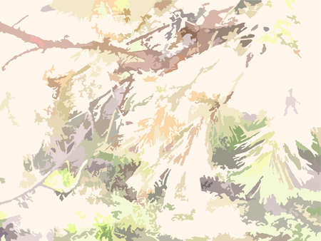 Forest motif in pastel tones for backgrounds or textures. Branches of dried pine under daylight for camouflage, fabric products, interior solutions, wallpaper, prints, textiles, covers, posters, etc.のイラスト素材