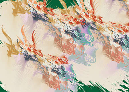 Abstract blurry floral motifs for interior solutions or textiles. Grunge flower splashes for prints, card, posters, wallpaper, fabric products, fashion trends, cover, scrapbookingの写真素材