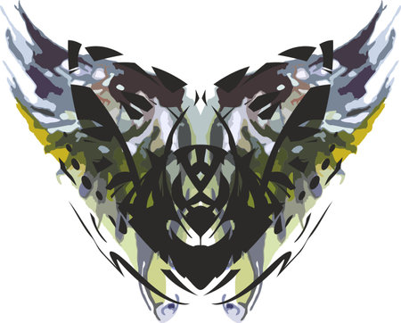 Grunge bear head symbol in heart shape on a white backdrop. Colorful cute Head grizzly Brown Bear for labels, fashion, web, prints on T-shirts, textiles, rest or travel, tattoosのイラスト素材