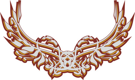 Ornamental floral wings or decorative element isolated on a white background. A symbol similar to the heart or wings of a butterfly for holidays and events, fabric, printsのイラスト素材