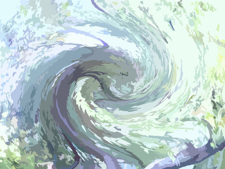 Abstract wave of green leaves for interior solutions or textiles. Beautiful swirl blurry background for covers, wallpaper, fashion trends, business or ecological concepts, postersのイラスト素材