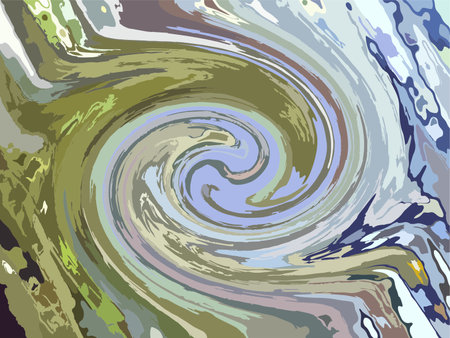 Green-blue vortex backdrop for textiles or fabrics. Natural swirl blurry backdrop for covers, wallpaper, fashion, scrapbooking, business or ecological concepts, posters, etc.のイラスト素材