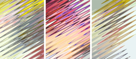 Multicolored diagonal bursts - three options. Beautiful backgrounds for interior solutions, covers,...
