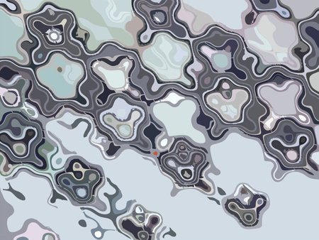 Abstract splashes in gray-blue key for textiles or fabrics. Textured blurred backdrop with bubbles for wallpaper, covers, business concepts, fashion trends, scrapbooking, interiorsのイラスト素材