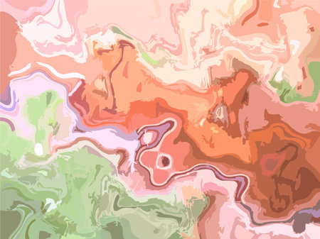 Abstract liquid backdrop in red-green tonality for backgrounds or textures. Marbled textured background for fashion trends, posters, cover, wallpaper, business, scrapbooking, tilesのイラスト素材