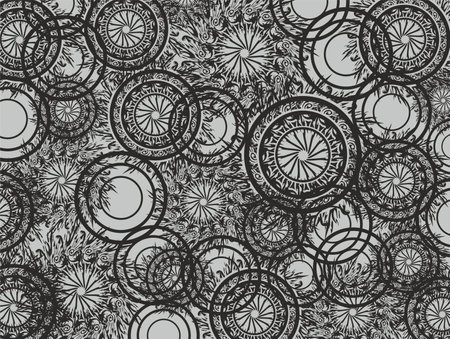 Gray-black floral background for textiles or textures. Monochrome background for prints, fashion trends or interiors, tiles, posters, business concepts or scrapbooking, etc. Vectorのイラスト素材