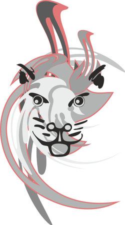 Cat head splashes on white fpr prints on T-shirts or textiles. Funny cat head in gray tonality for logos, stikers, fashion trends, interiors, embroidery, web icons, covers, fabricsのイラスト素材