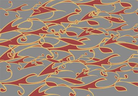 Seamless floral pattern in golden-grey-dark red tonality for textiles or fabrics. Printable texture for wallpapers, covers, postcards, business concepts, fashion trends, interiorsのイラスト素材