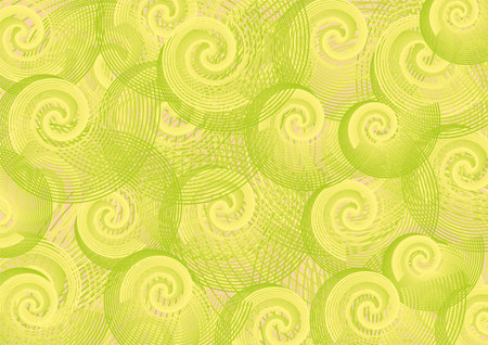 Spiral shaped background in green-yellow tonality for textiles or fabrics. Bright backdrop for fashion trends, business concepts, covers, scrapbooking, interior solutions, tilesのイラスト素材