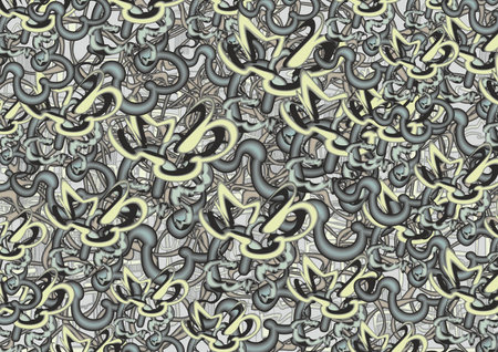Textural funky backdrop in gray-yellow-green tones for interiors or fabrics. Chaotic ornamental...