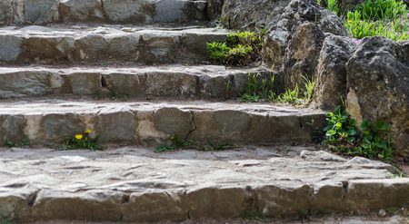 old stone steps in a park without people