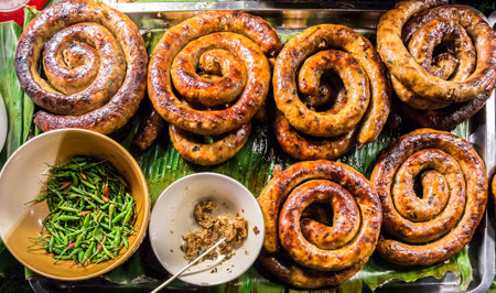 Sai aua (northern Thai Spicy sausage)の写真素材