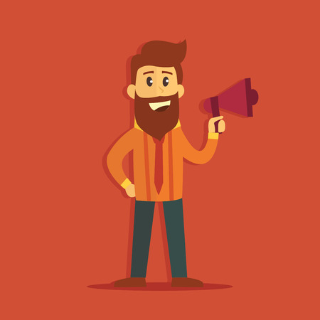 Hipster  Character in red backgroundのイラスト素材